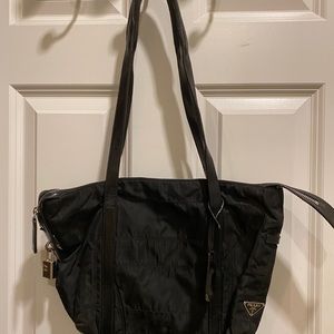 Prada Nylon Shoulder Bag Leather Trim (Vintage)